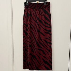 Zara Red and Black Zebra Maxi Skirt